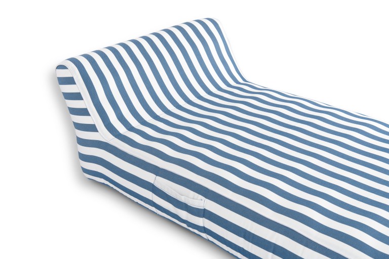 spire paradisus luxury pool lounge blue stripe rl 884b Striped blue and white outdoor lounge chair.
