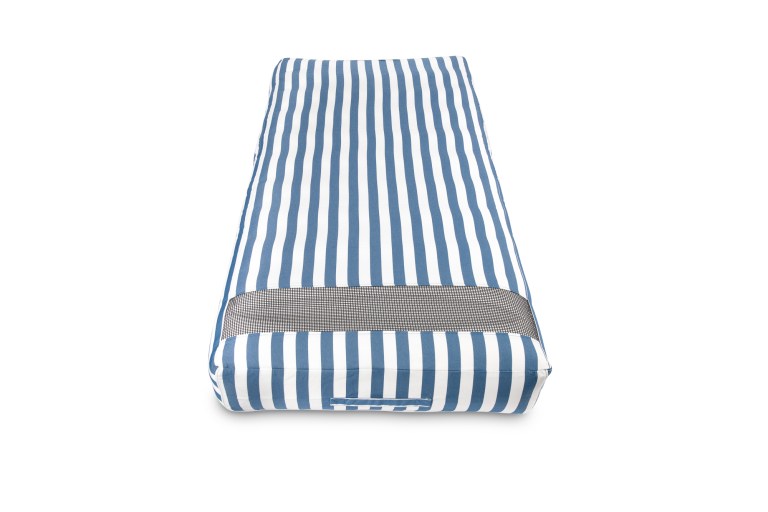 spire paradisus luxury pool lounge blue stripe rl 884b Blue and white striped mattress on white background
