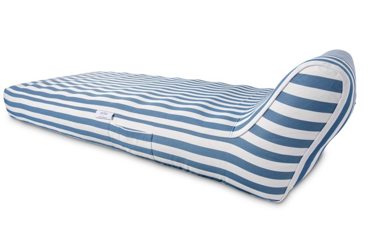 spire paradisus luxury pool lounge blue stripe rl 884b Blue and white striped inflatable lounge chair.