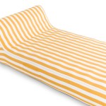 Yellow and white striped outdoor lounge chair.