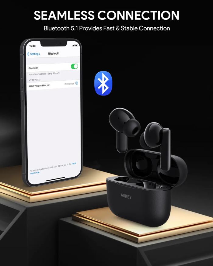 aukey true wireless earbuds with noise cancelling move mini nc (ep m1nc)