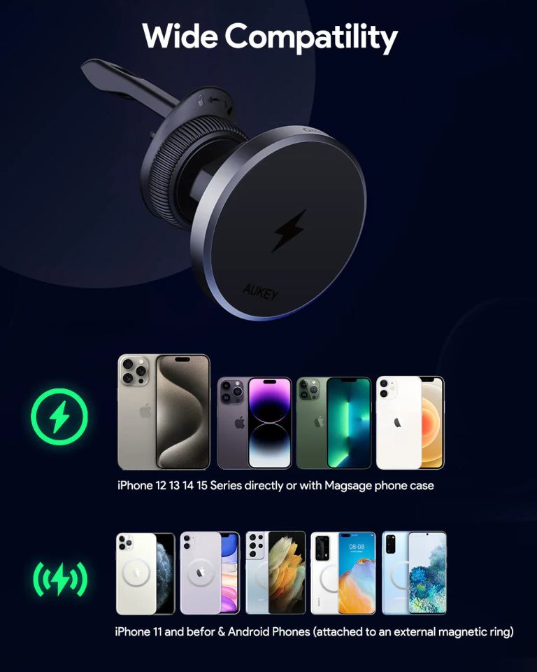 aukey maglink dash magnetic fast wireless charging phone mount (hd mc13) aukey maglink dash magnetic fast wireless charging phone mount (hd mc13)