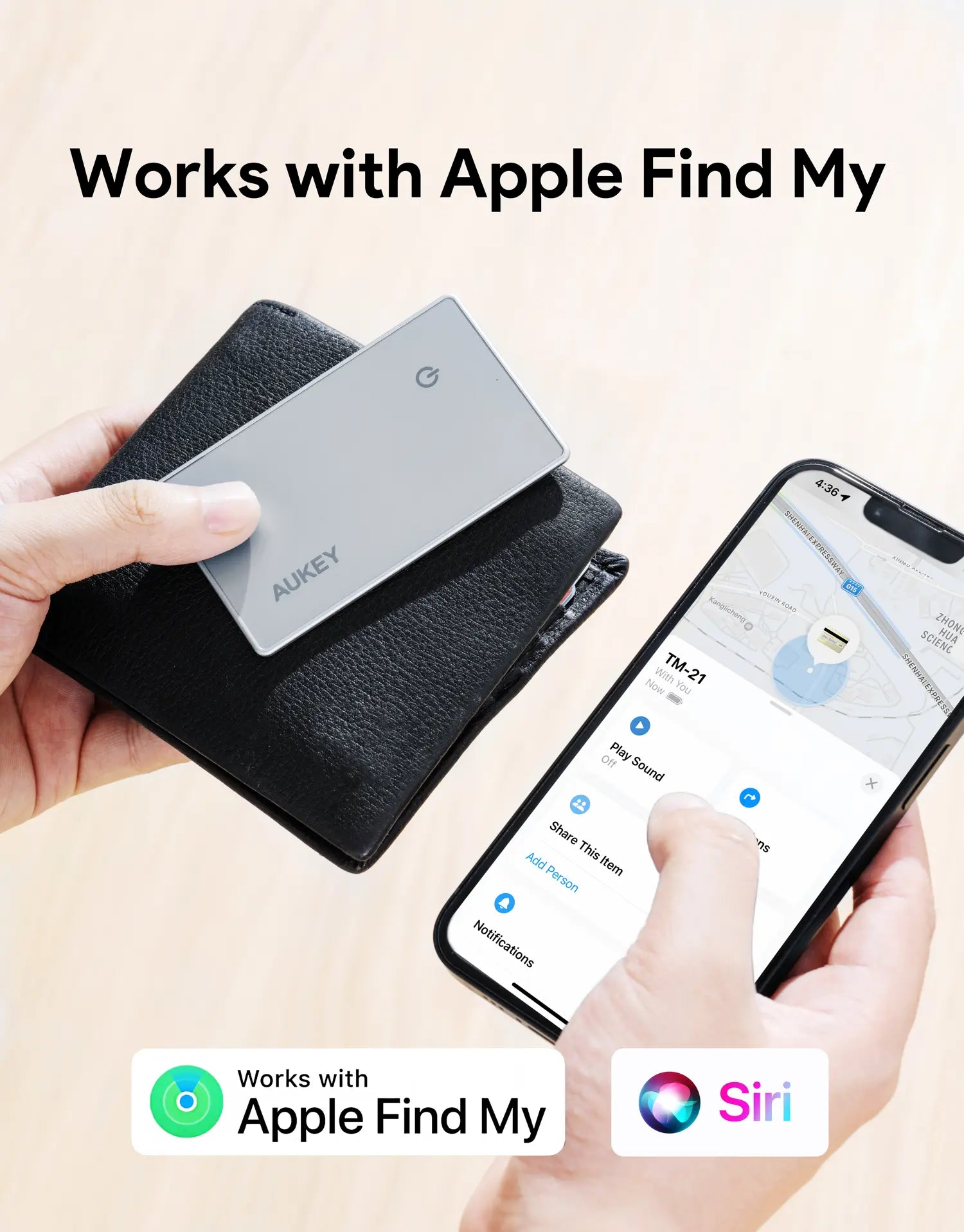 aukey track mate 3 smart bluetooth tracker (tm 21)