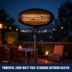 2000w 2.1m free standing adjustable portable outdoor electric patio heater black 2000-watt outdoor heater on patio at night