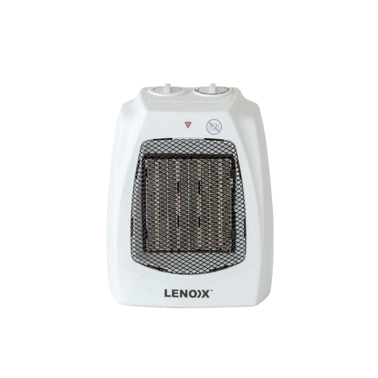 White Lenoxx electric heater with controls.