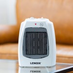 Portable Lennox heater on a glass table.