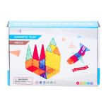 Colourful magnetic building tiles toy set packaging.