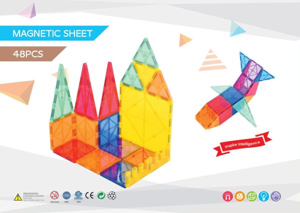 Colourful magnetic building tiles for creativity.