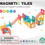88 pcs non toxic stem educational, durable magnetic tiles/puzzle with storage bag Colourful magnetic tiles toy with safety warning.