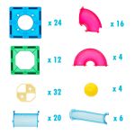 118 pcs non toxic stem educational, durable magnetic tiles/puzzle with storage bag Multicolour magnetic building toy pieces with quantities.