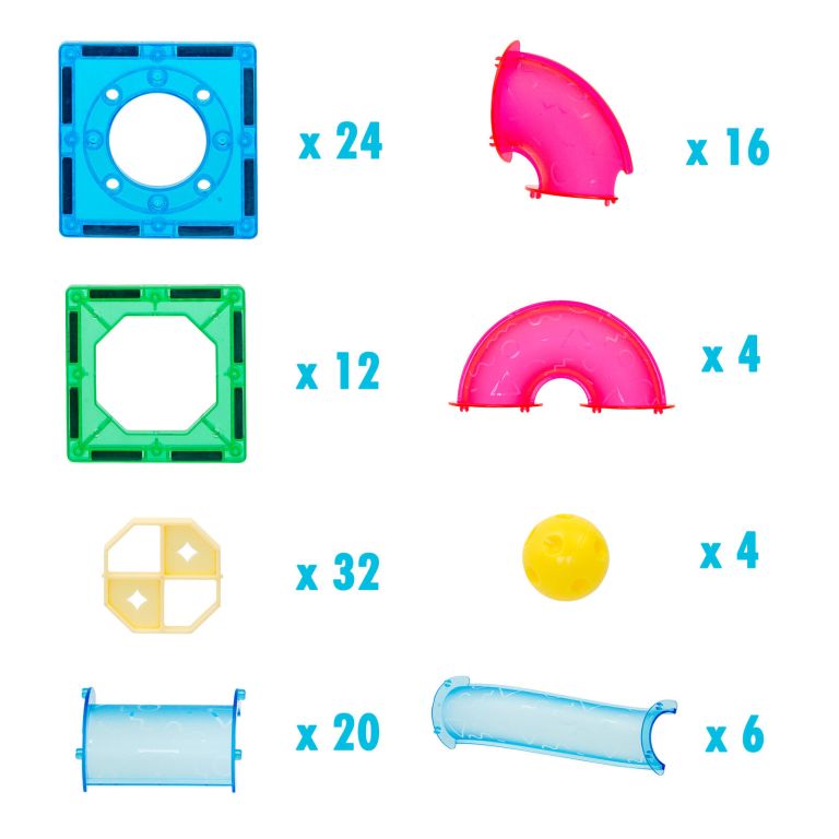 118 pcs non toxic stem educational, durable magnetic tiles/puzzle with storage bag Multicolour magnetic building toy pieces with quantities.