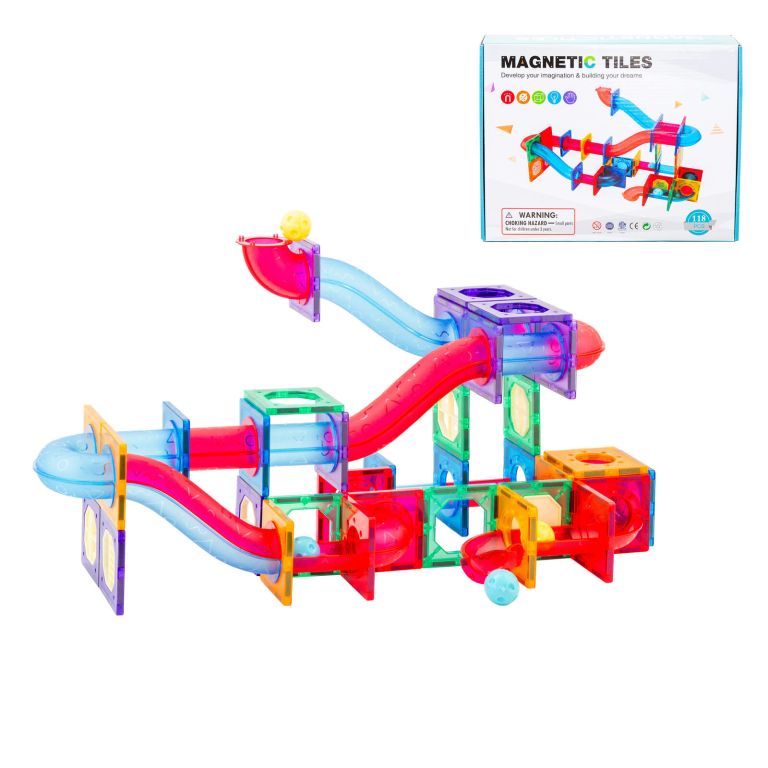 118 pcs non toxic stem educational, durable magnetic tiles/puzzle with storage bag Colourful magnetic tile toy building set for kids.