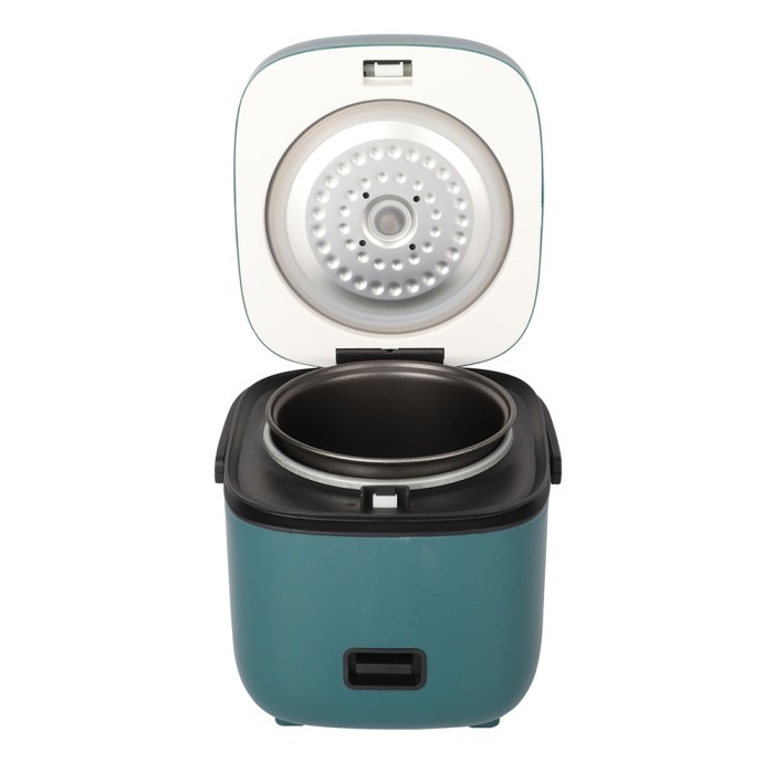 1.2l mini rice cooker travel small non stick pot for cooking soup rice stews Compact teal rice cooker with open lid