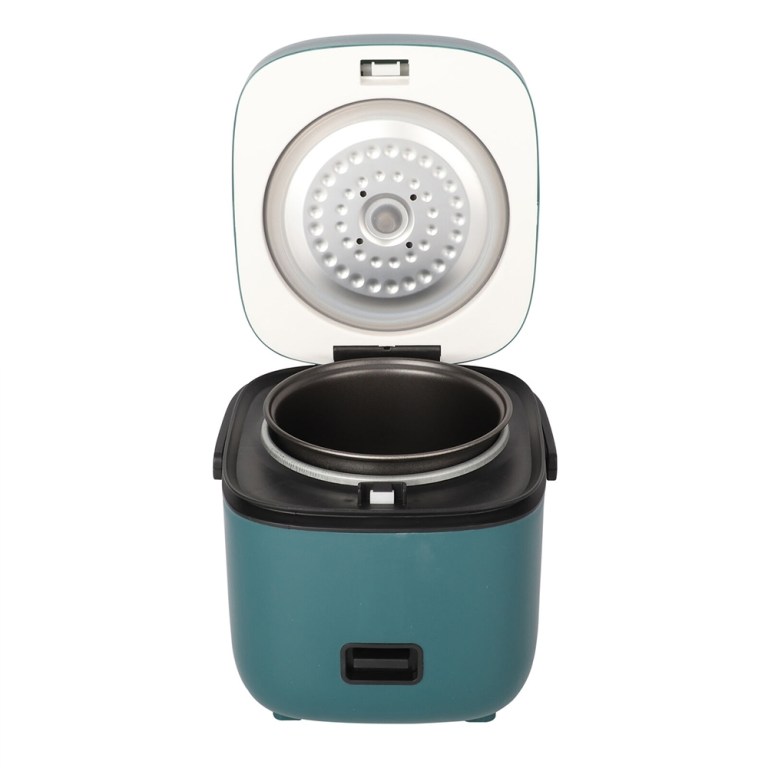 1.2l mini rice cooker travel small non stick pot for cooking soup rice stews Compact teal rice cooker with open lid