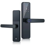 Smart digital door lock with touchscreen keypad.