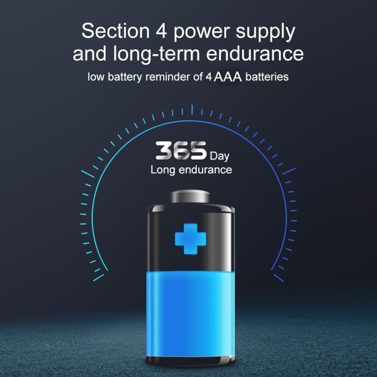 365-day battery life with AAA reminder.