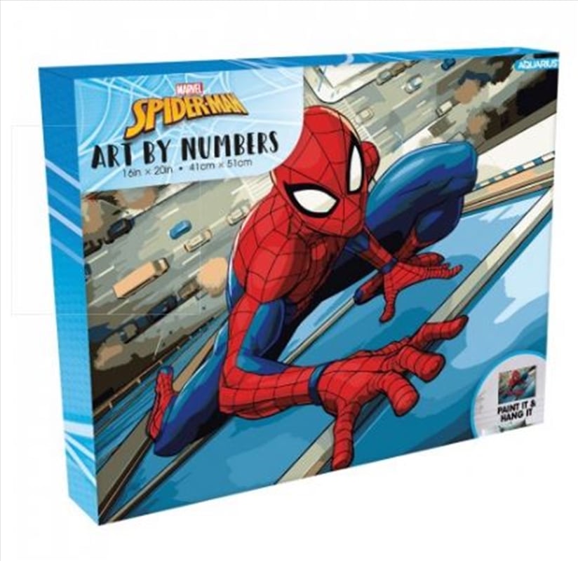 Spider-Man art by numbers kit packaging.