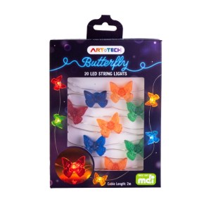 Colourful butterfly LED string lights, 20 count.