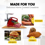 eurochef electric meat grinder, stainless steel mincer sausage filler kibbe maker, red