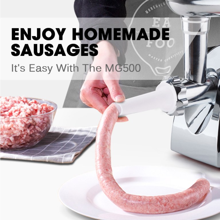 eurochef electric meat grinder, stainless steel mincer sausage filler kibbe maker, red