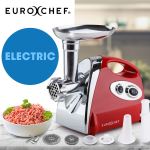 eurochef electric meat grinder, stainless steel mincer sausage filler kibbe maker, red