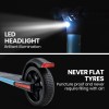 alpha peak electric scooter 300w power up to 25km/h adult teens e scooter easy fold, blue Electric scooter LED headlights and puncture-proof tyres.