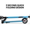alpha peak electric scooter 300w power up to 25km/h adult teens e scooter easy fold, blue Blue foldable scooter with three-second folding feature.