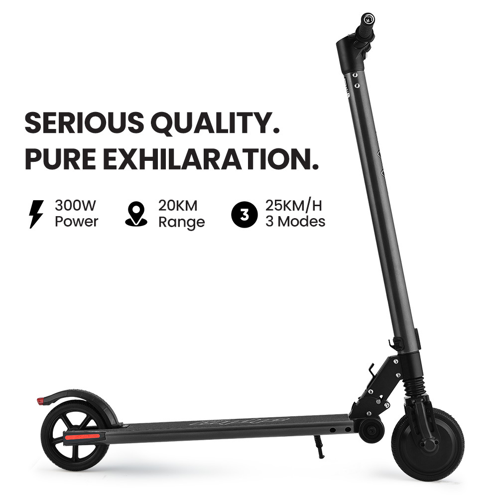 Electric scooter, 300W power, 20km range, three modes.