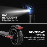 alpha peak 300w 10ah electric scooter, suspension, for adults or teens, black Electric scooter with LED light and puncture-proof tyres.
