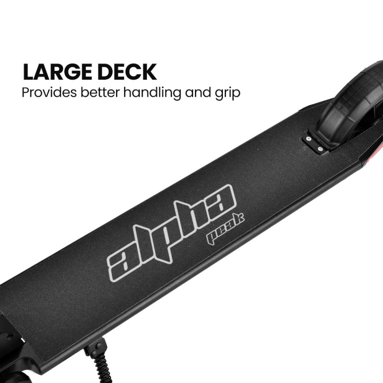 alpha peak 300w 10ah electric scooter, suspension, for adults or teens, black Electric scooter large deck for better grip.