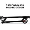 alpha peak 300w 10ah electric scooter, suspension, for adults or teens, black Folded black scooter with quick 3-second design.