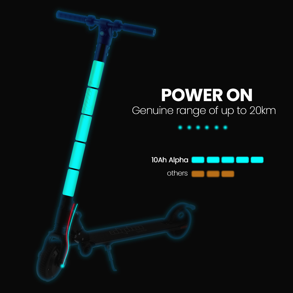 Electric scooter, 20km range, power on display