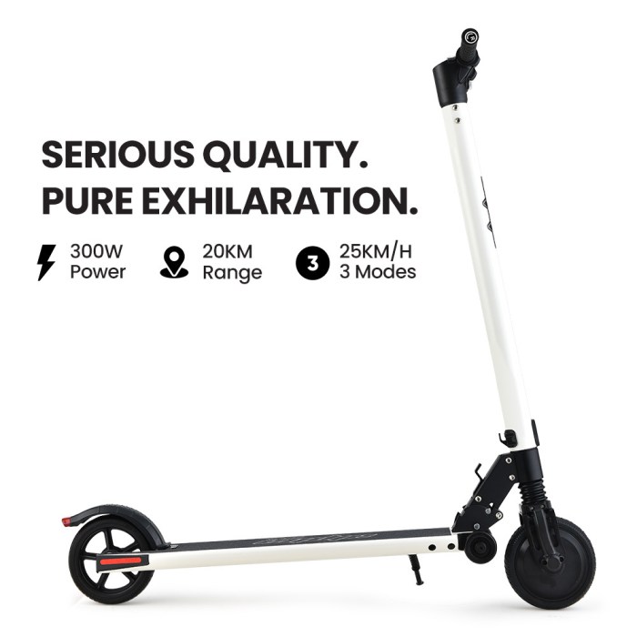 alpha peak electric scooter 300w power up to 25km/h adult teens e scooter easy fold, white Electric scooter with 300W power, 20KM range.