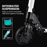 alpha peak electric scooter 300w power up to 25km/h adult teens e scooter easy fold, white Scooter wheel with integrated suspension system.