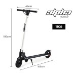 alpha peak electric scooter 300w power up to 25km/h adult teens e scooter easy fold, white Alpha Peak scooter dimensions and weight shown.