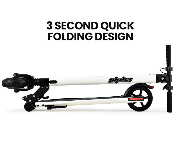 alpha peak electric scooter 300w power up to 25km/h adult teens e scooter easy fold, white Foldable electric scooter with quick folding design