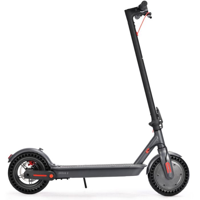 v219 trnescala4ga 202508061826 00.jpg Black electric scooter with red accents.