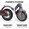 alpha urban 8 electric scooter, suspension, 25km range, 8.5 inch wheels, brushless motor, motorised commuter escooter for adults, grey Electric scooter with rear disc, front EABS brakes.