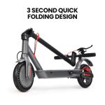 Foldable electric scooter with quick folding design.