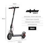 Alpha Urban 8 electric scooter specifications listed.
