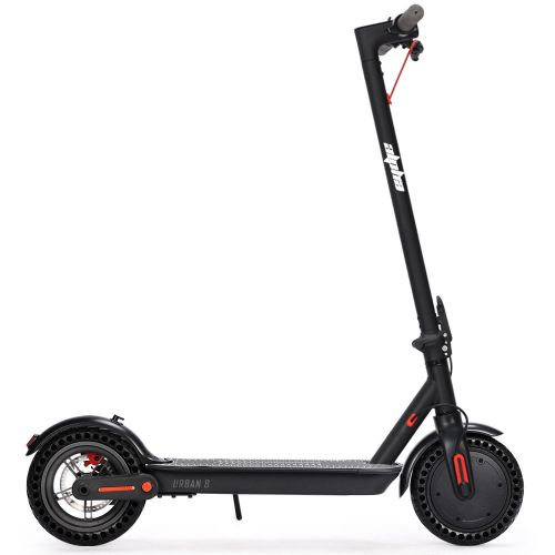 v219 trnescala4ka 202508061740 00.jpg Black electric scooter, side view, isolated white background.