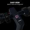 alpha urban 8 electric scooter, suspension, 25km range, 8.5 inch wheels, brushless motor, motorised commuter escooter for adults, black Electric scooter display with speed and charge level.