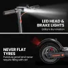 alpha urban 8 electric scooter, suspension, 25km range, 8.5 inch wheels, brushless motor, motorised commuter escooter for adults, black Electric scooter with LED lights and puncture-proof tyres.