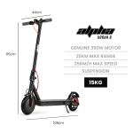 Alpha Urban 8 electric scooter, specs and dimensions.