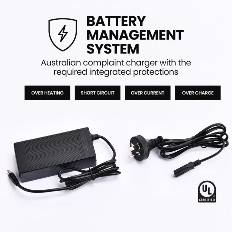 Australian compliant battery charger with protection features.