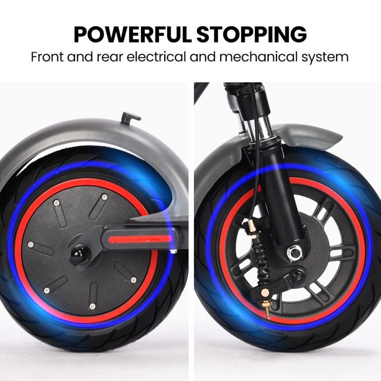 Electric scooter with powerful braking system.