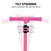 rovo kids 3 wheel electric scooter, ages 3 8, adjustable height, folding, lithium battery, pink Pink scooter handlebar for tilt steering feature