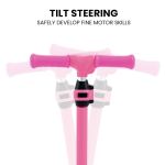 rovo kids 3 wheel electric scooter, ages 3 8, adjustable height, folding, lithium battery, pink Pink scooter handlebar for tilt steering feature