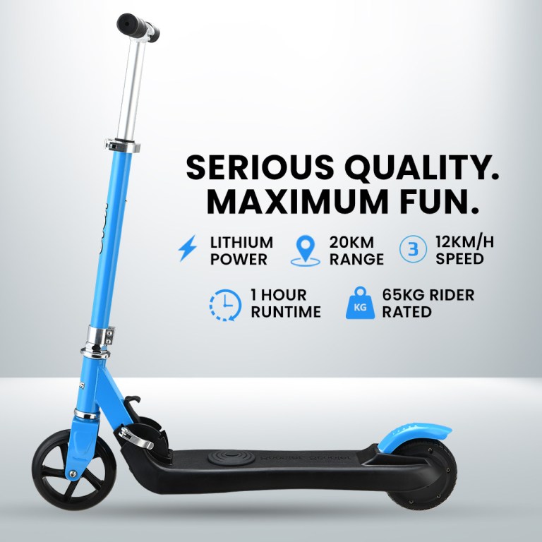 rovo kids electric scooter lithium ride on foldable e scooter 125w rechargeable, blue Blue scooter with lithium power and 20km range.
