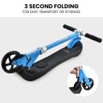 rovo kids electric scooter lithium ride on foldable e scooter 125w rechargeable, blue Folding blue scooter, easy transport and storage.